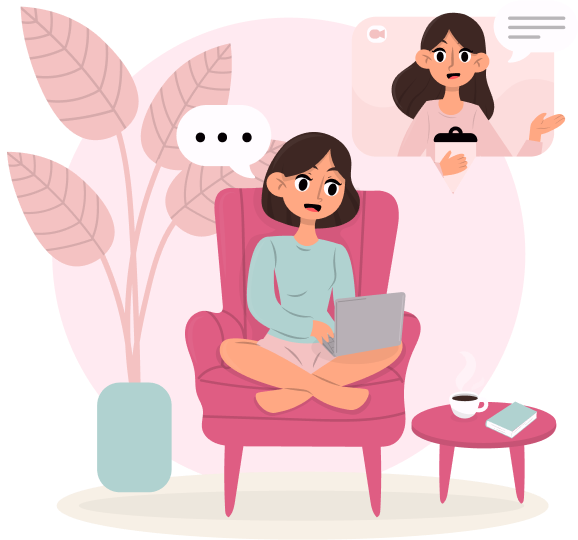 Therapy Session Virtual Dialogue Illustration